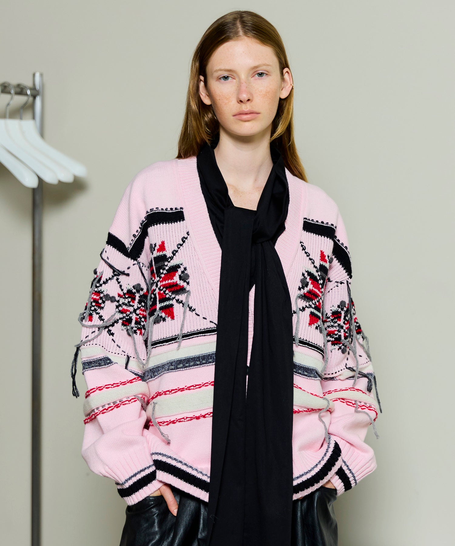 SALE】Argyle Motif Hand Stitch Knit Cardigan