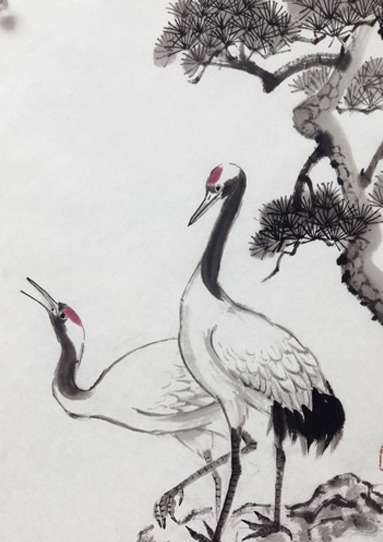 水墨画 鶴の絵 新春】鶴の描き方。 - YouTube