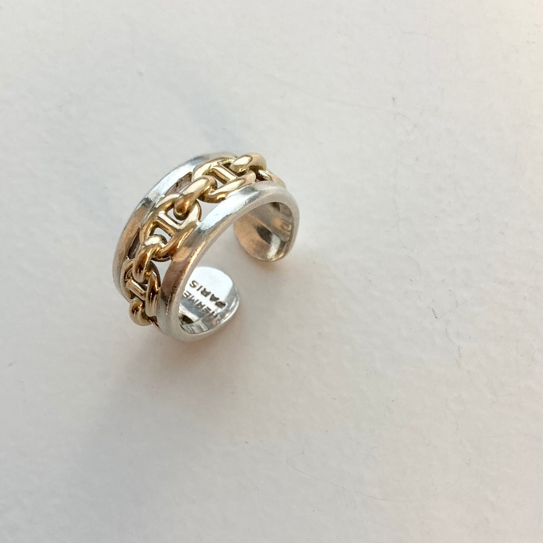 60s HERMES エルメス シェーヌダンクル リング 指輪 SV800 AU750 初期