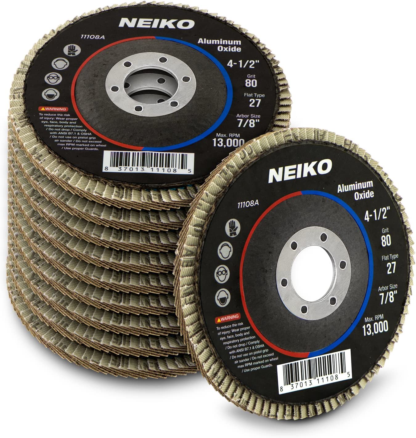 NEIKO 10 Pack Aluminum Oxide Flap Discs 4-1/2 for Angle G – NEIKO®