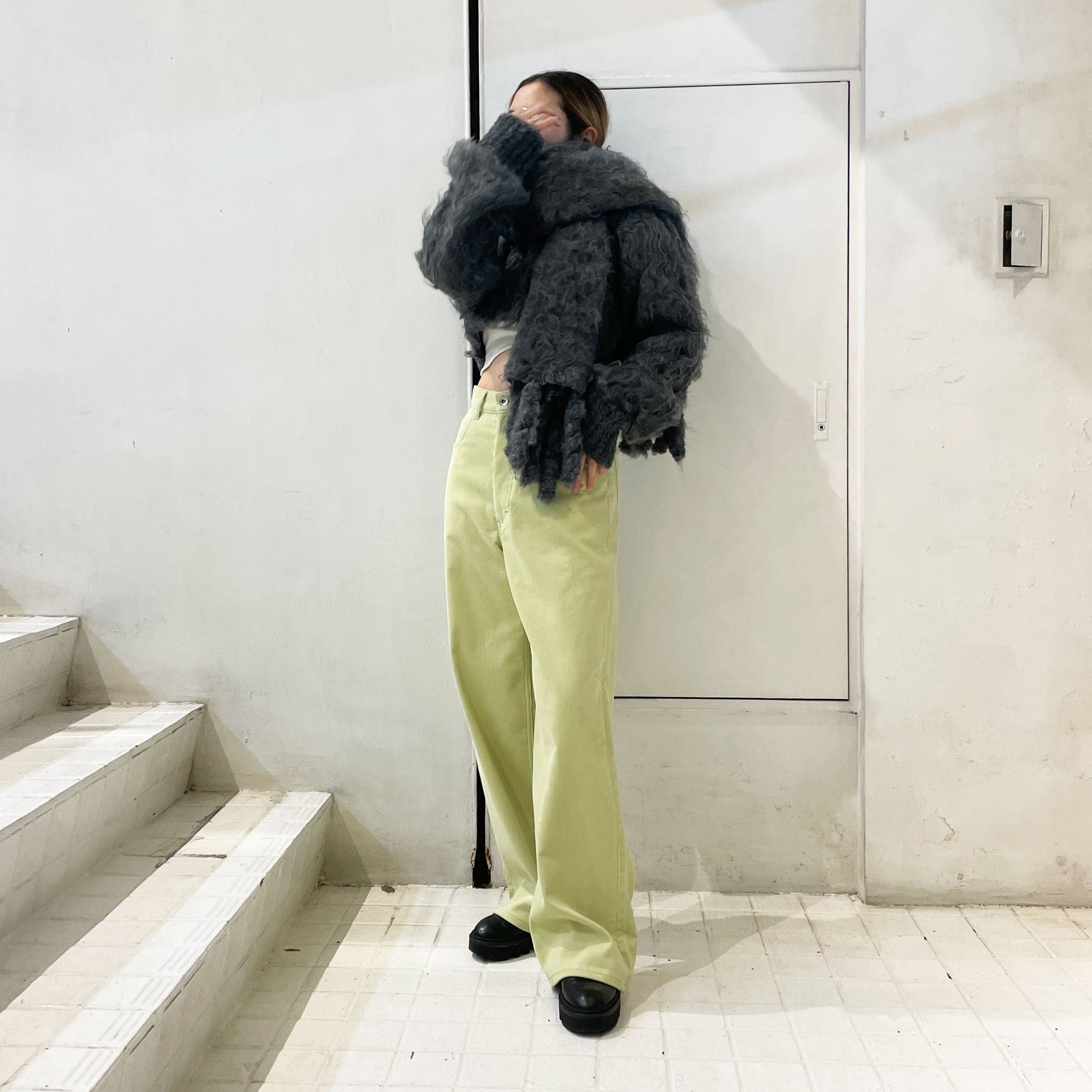 AURALEE】 FINX CORDUROY PANTS【determ】 Cropped Shaggy Cardigan