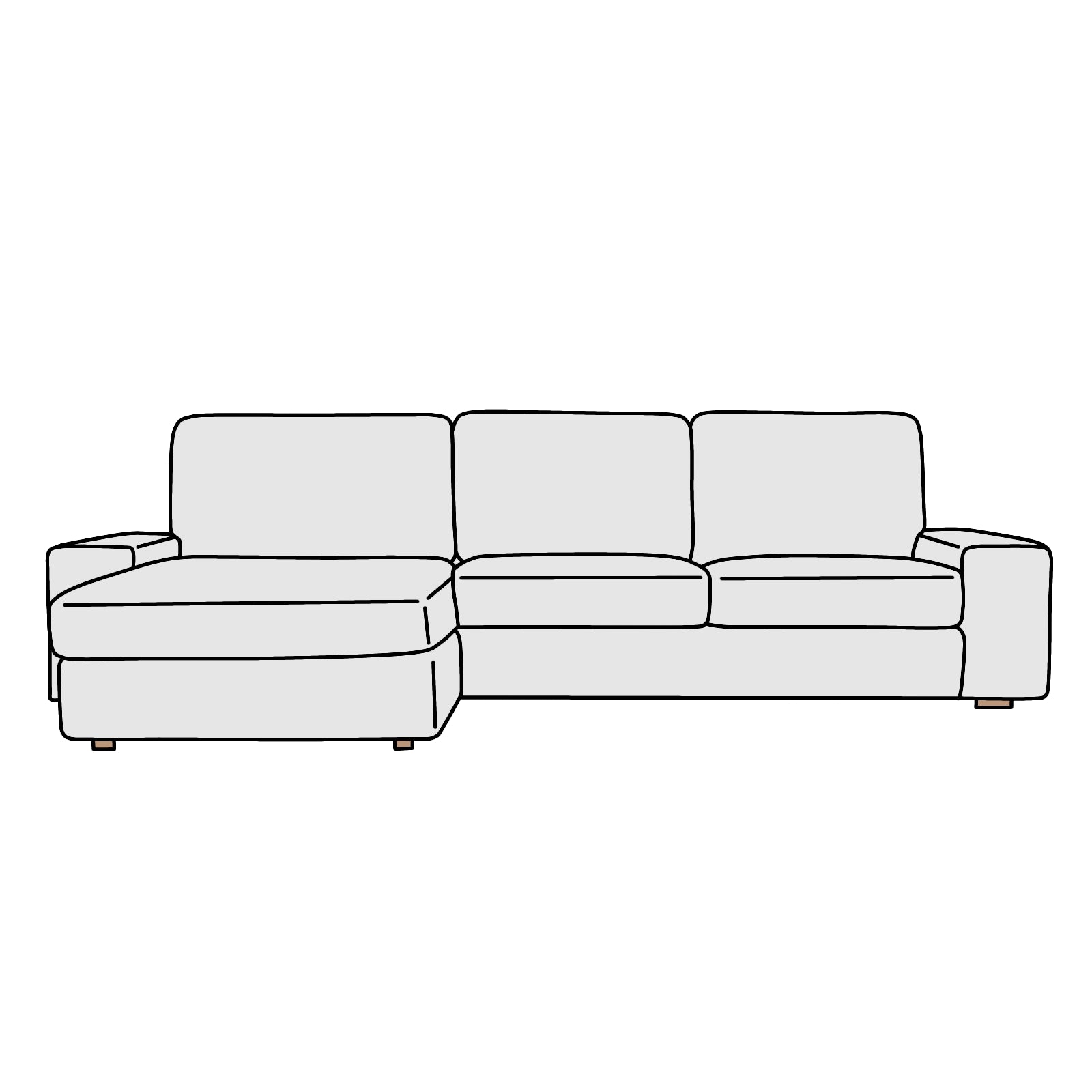 IKEA（イケア）KIVIK（シーヴィク）肘付3人掛+寝椅子A 横幅約318cm