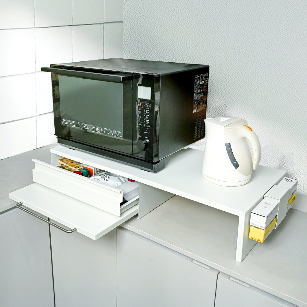 CICADA】 伸縮できる家電下引き出し [ホワイト/ブラック] – e-kit