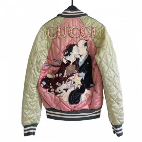 GUCCI グッチ サテン ボンバー ジャケット 刺繍 スカジャン R2-245103