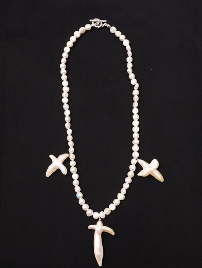 COOTIE 「Distortion Cross Pearl Necklace (Type-2)」 パール ネックレス