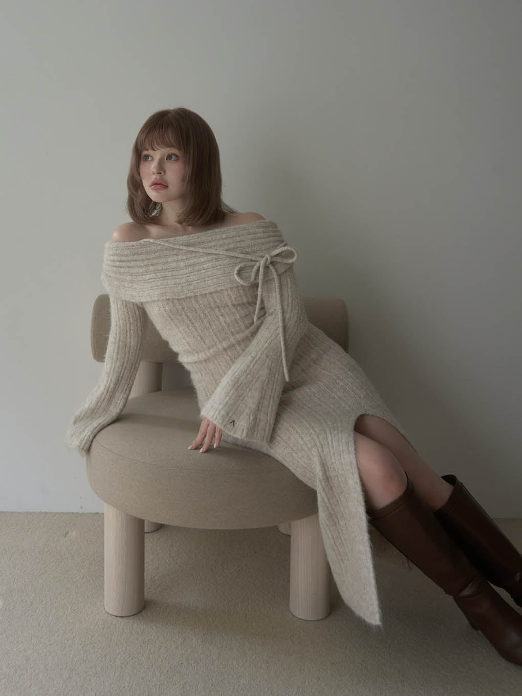 ANDMARY】Yvie offshoulder knit dress