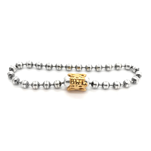 Ball Chain Bracelet with 18k Gold Plated Cross Basket - Bill Wall