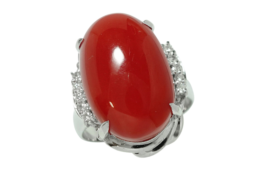 Coral Pt900血赤珊瑚 ダイヤモンドリング (NO.49260) – JEX宝石