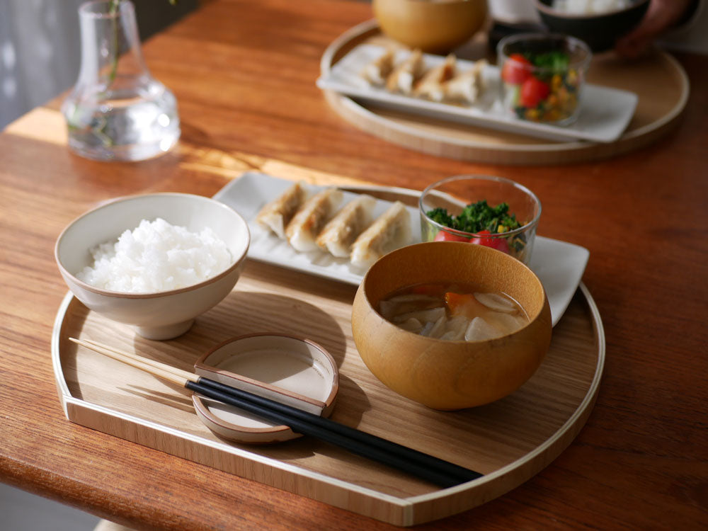 ほぼ未使用 懐石道具 木製 半月膳 5客揃 両面使い 会席膳 宴会盆 箱無