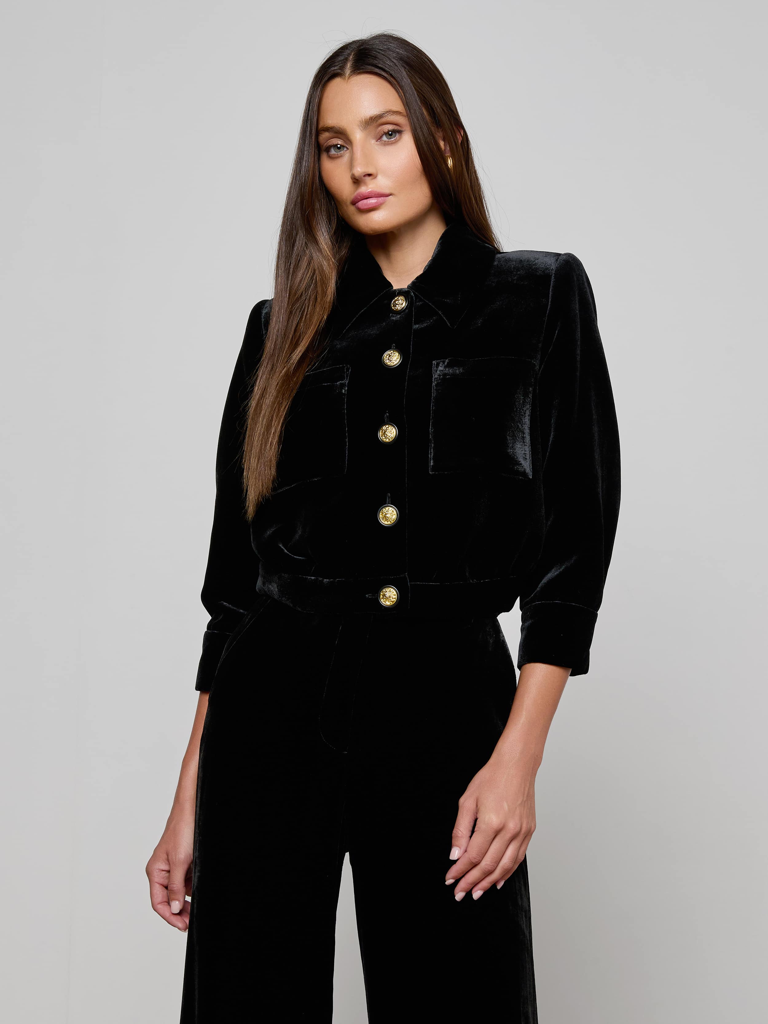 Jia Velvet Jacket in Black | L'AGENCE