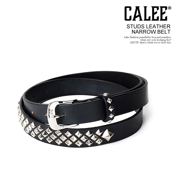 CALEE キャリー STUDS LEATHER NARROW BELT CL-24AW016LE