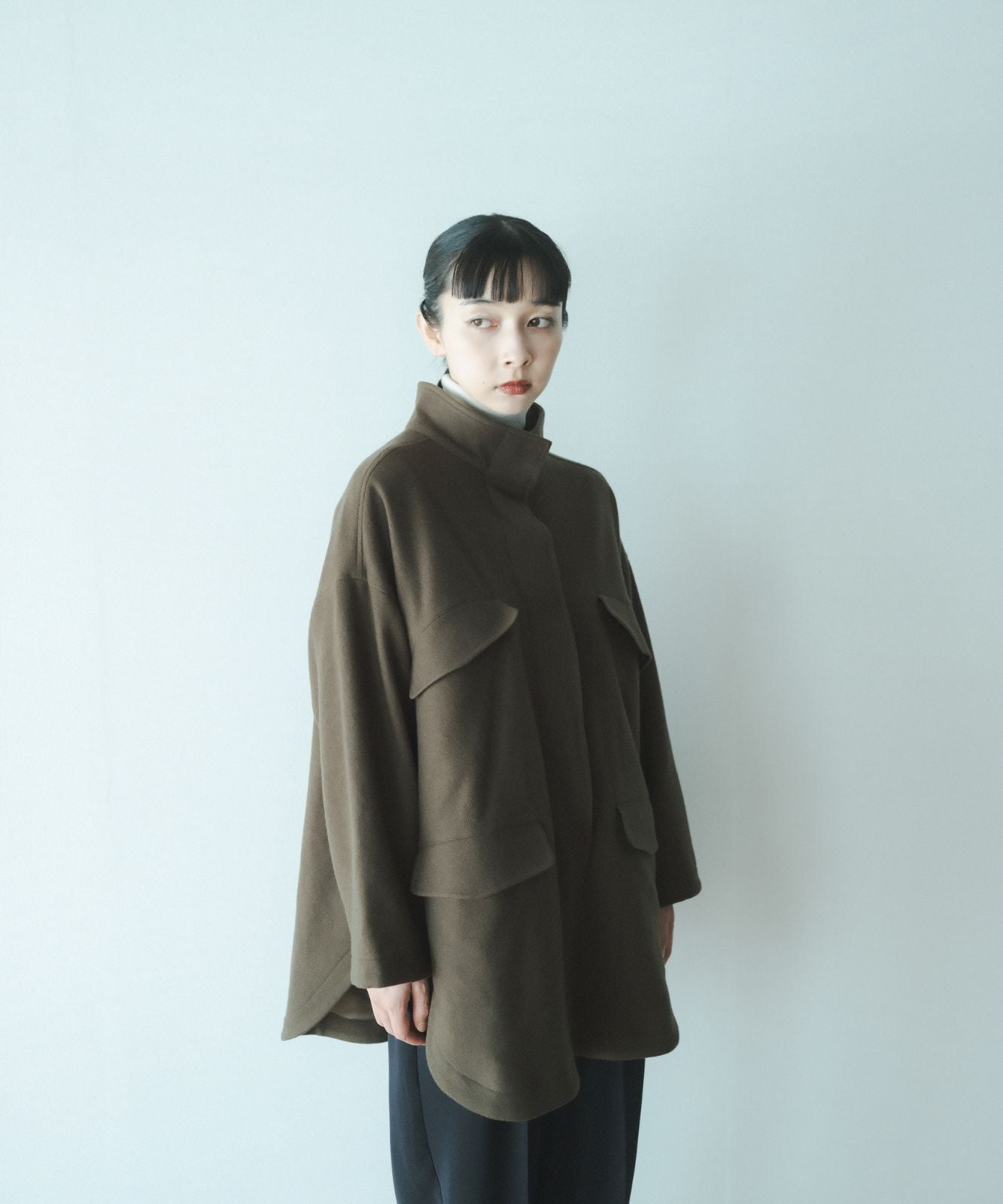 ≪通常販売≫melton stand collar half coat（メルトンスタンドカラー