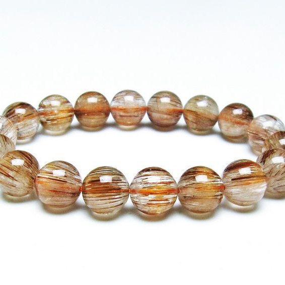 ルチルクォーツ ブレスレット キャッツアイ 12mm 一点物 111-38594