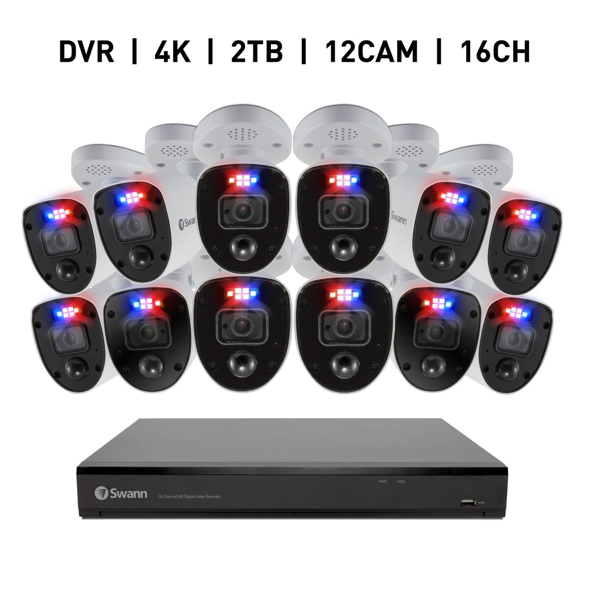 Swann（スワン）16CH 4K DVRシステム 4TB Enforcer バレット型 カメラ