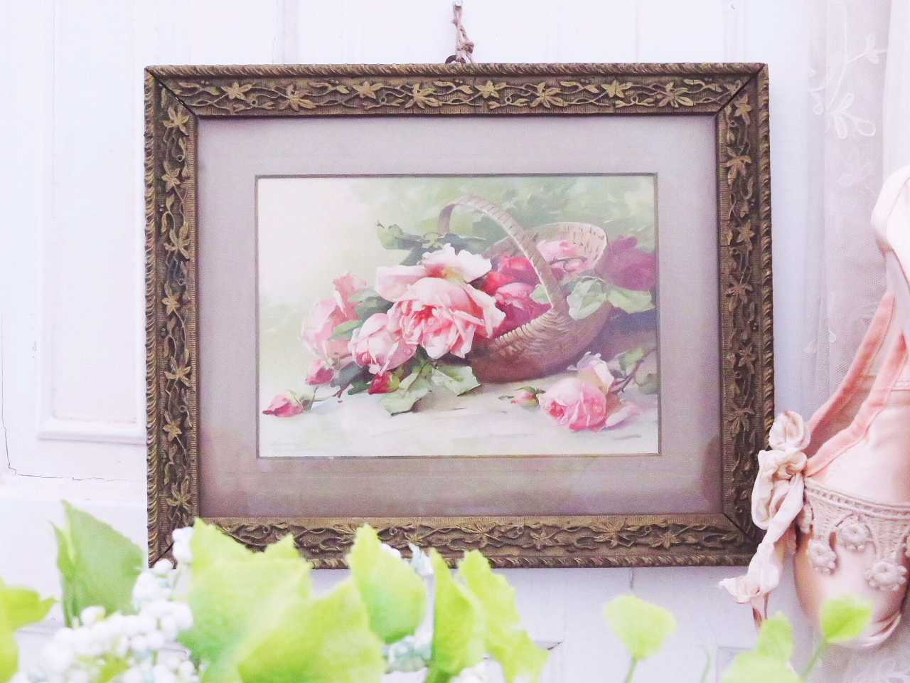 絵画 『卓上の薔薇』 フランス・ゴブラン織り使用 良質キャンバス 豪華