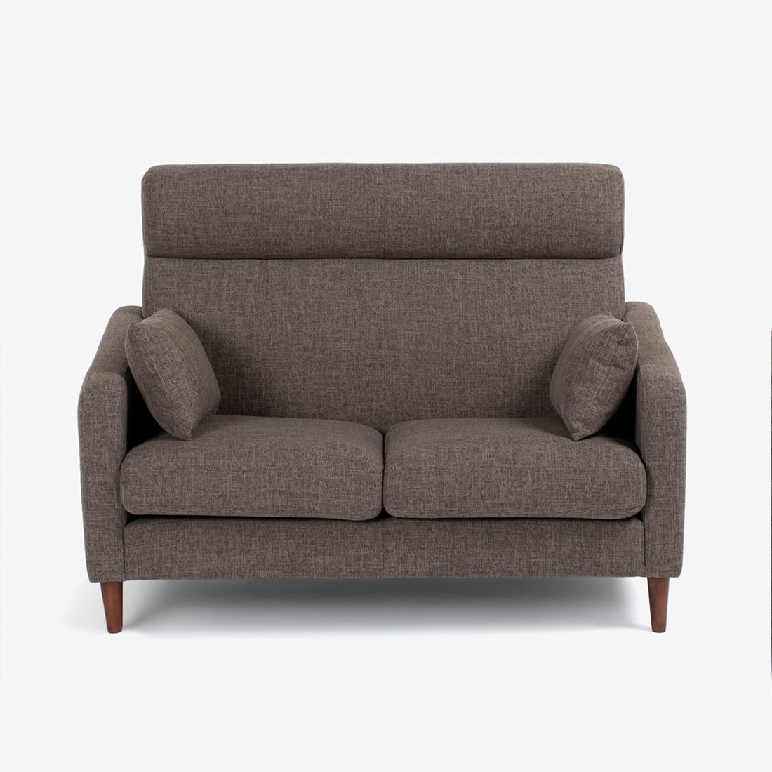 ラブソファ 2人掛け「クロス」幅133cm 布ブラウン色 #FG220-6D 木脚全2