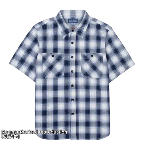 マドラスチェック半袖ワークシャツ／ブルー[インディゴ] – IRON HEART