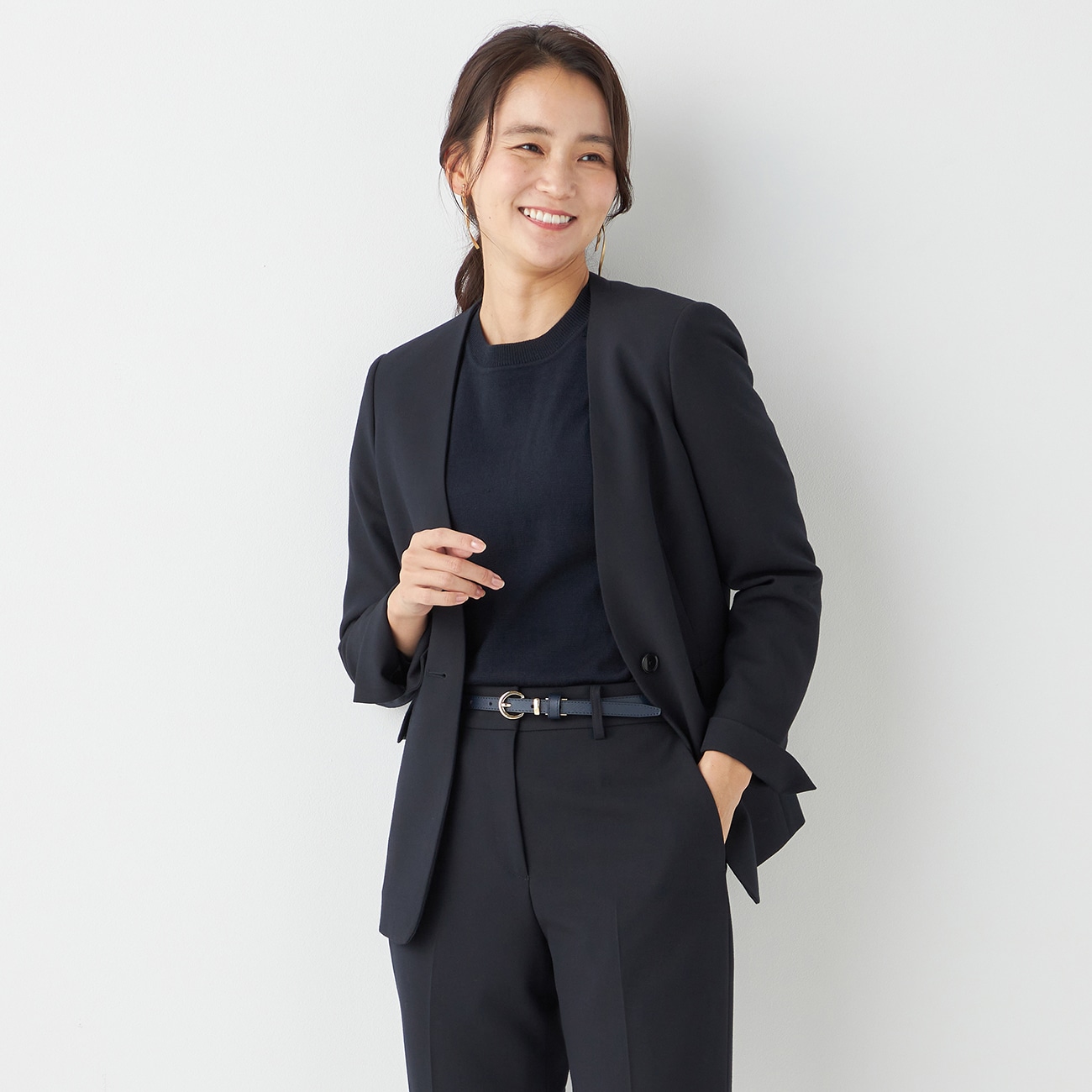 アウトレット]THE THIRD SUITS ノーカラージャケット 二重織