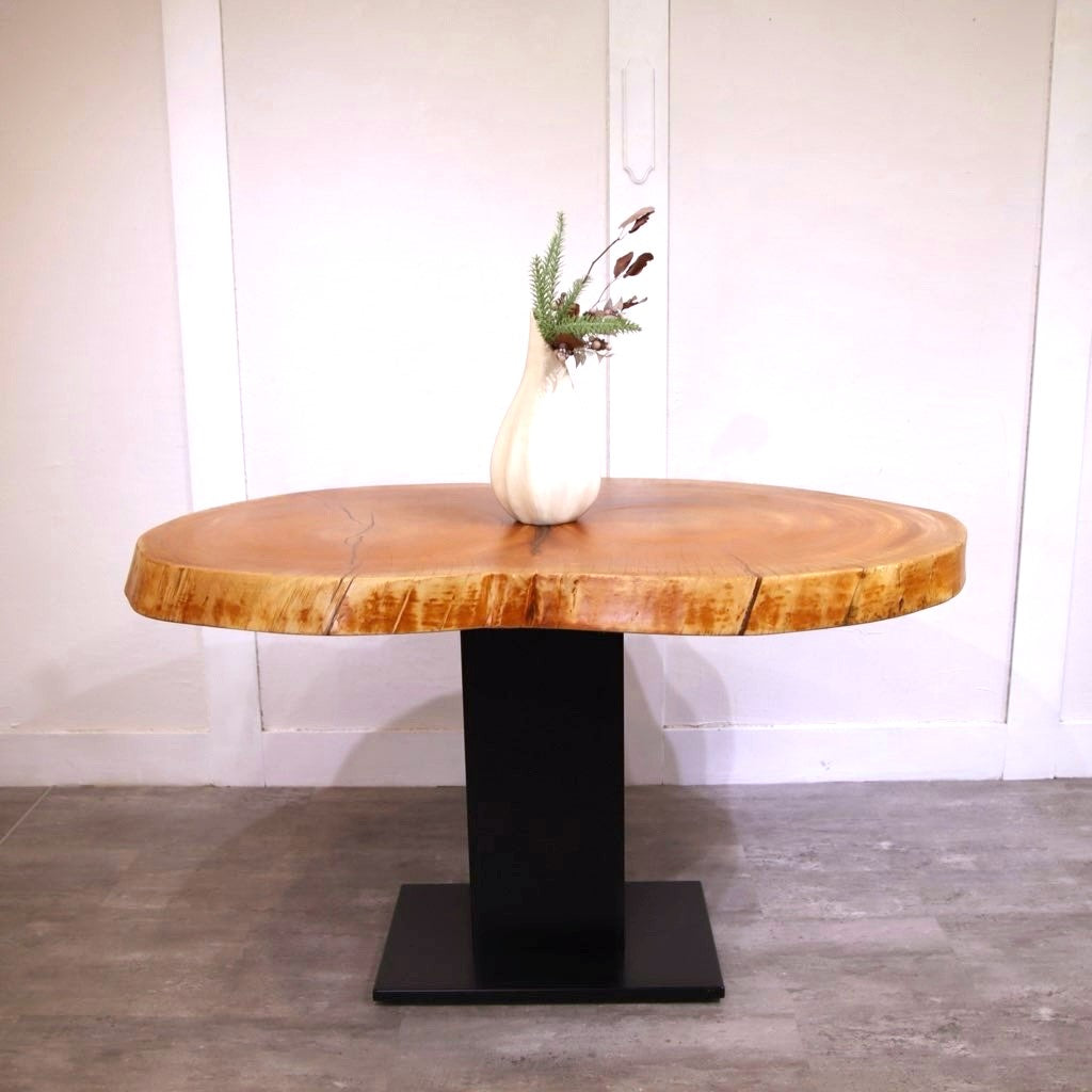 ケヤキ輪切り一枚板の一本脚テーブル ダイニングテーブル 無垢材