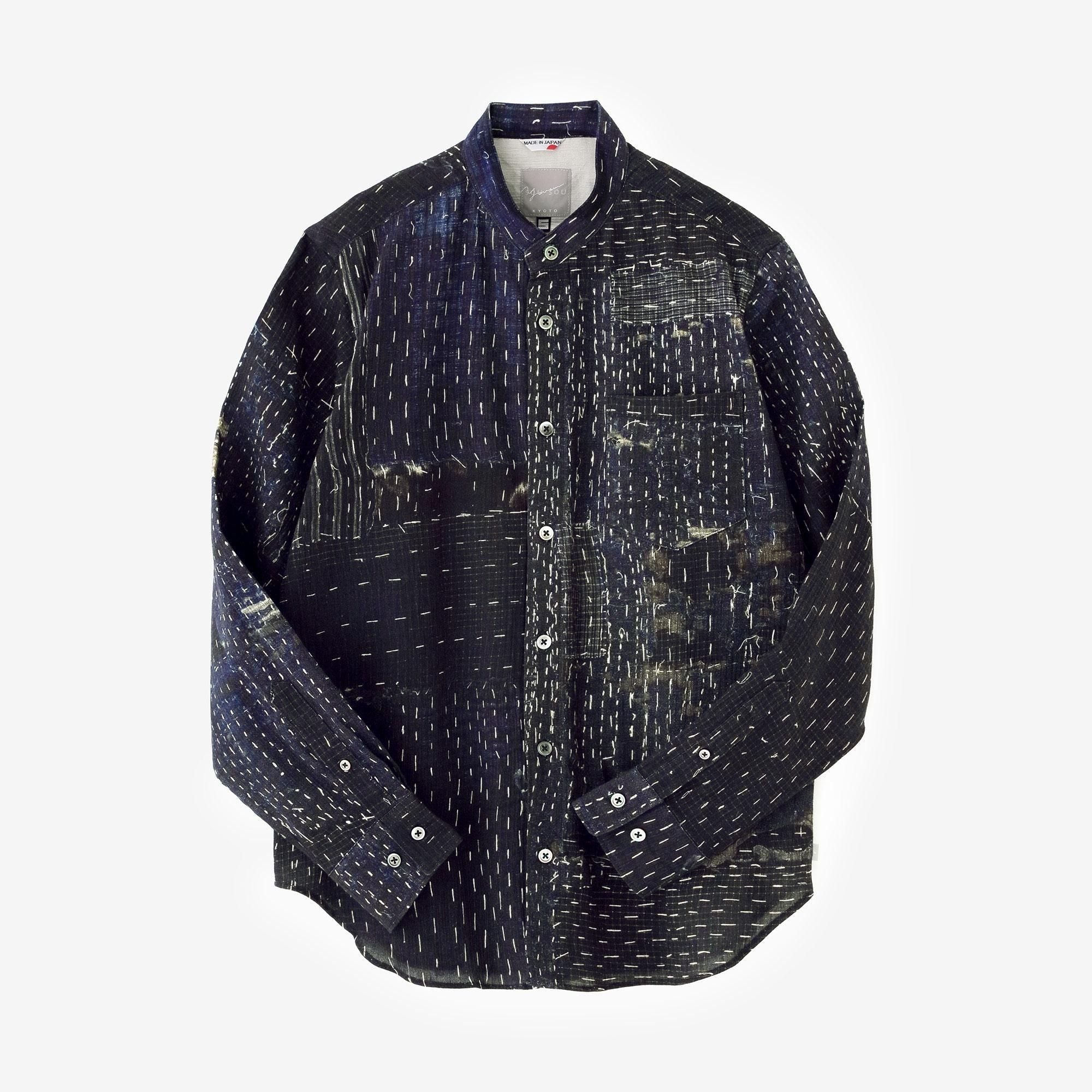 3月17日頃発送予定】高島縮 20/20 スタンドカラーシャツ／BORO III IJ