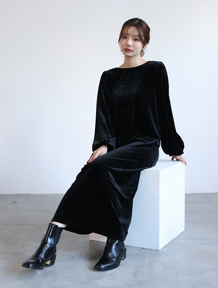 fifth バックオープンベロアワンピース | 人気レディースファッション