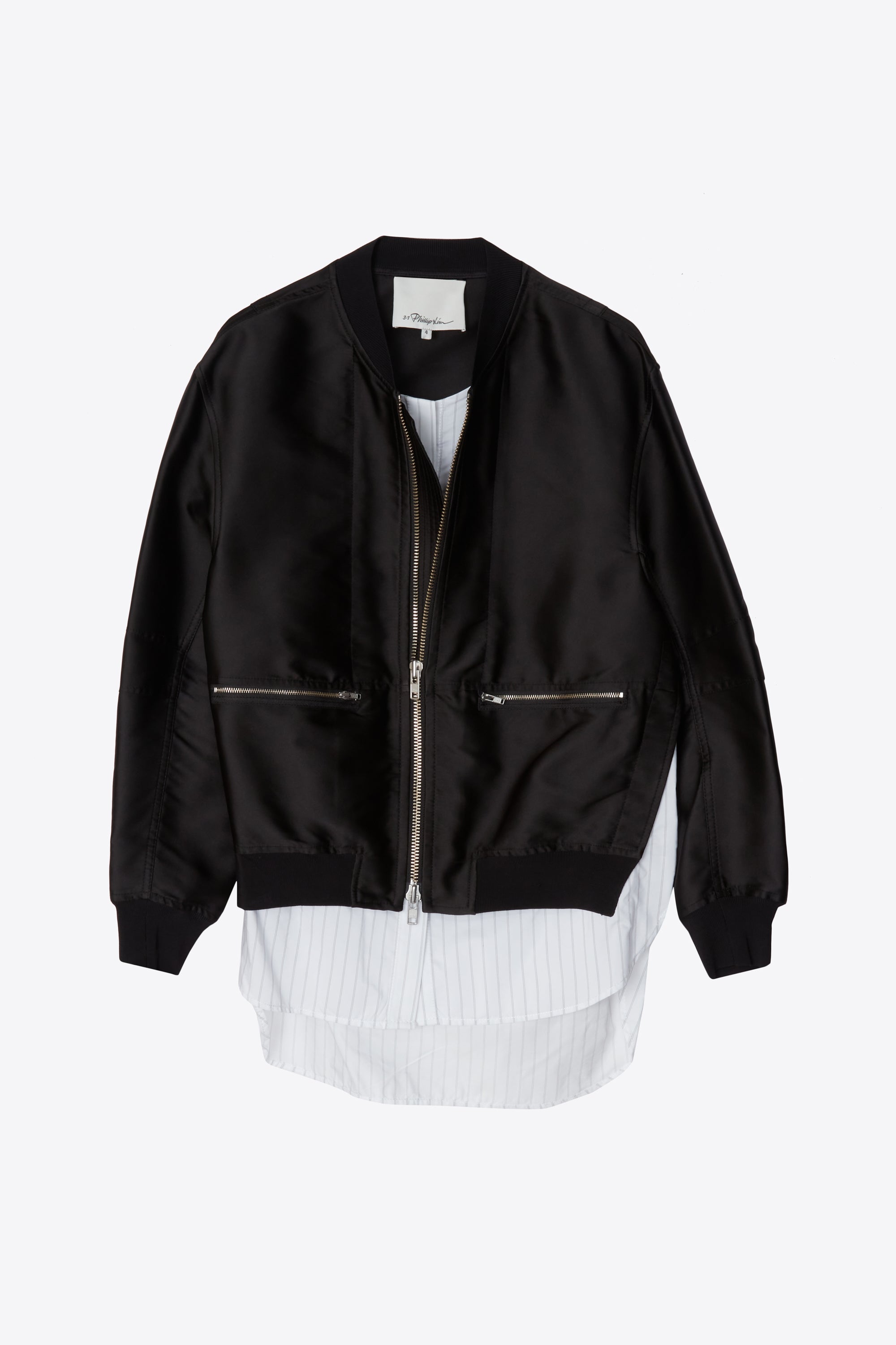 Women Layered Bomber Jacket | Bomber W Cardigan Ribs and Tro – 3.1