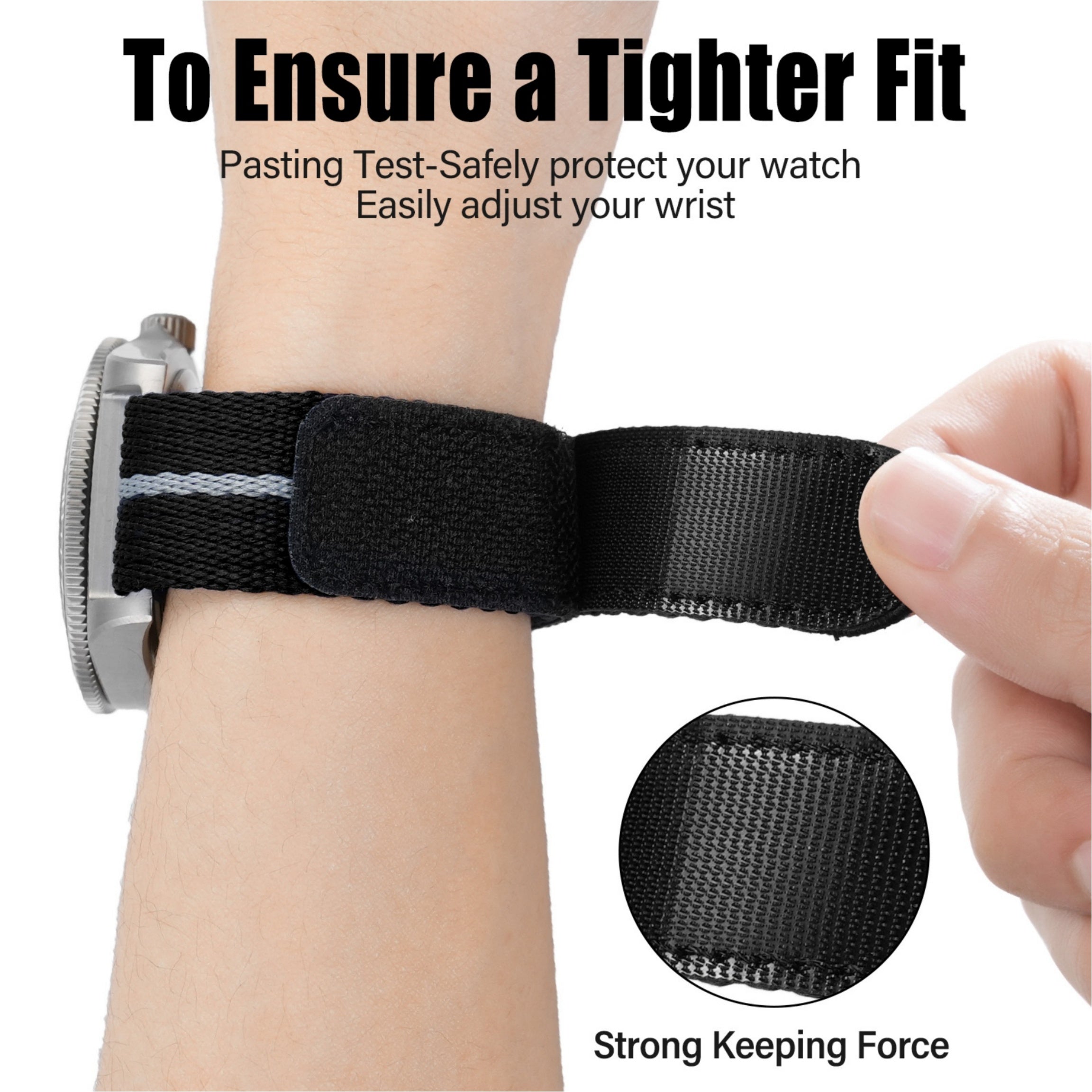 Titanium Buckle Soft Nylon Hook and Loop Strap 20mm/22mm