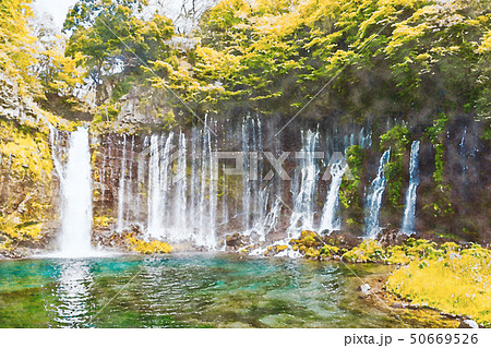 白糸の滝のイラスト素材 [50669526] - PIXTA