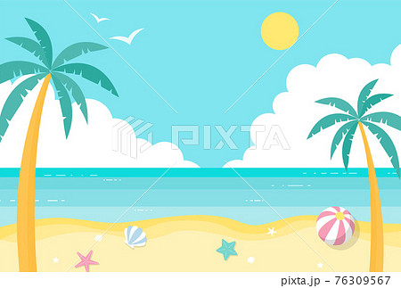 ビーチのイラストの背景素材のイラスト素材 [76309567] - PIXTA