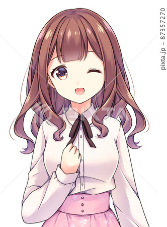 アニメ風の女性キャラクター ウインクのイラスト素材 [87357270] - PIXTA