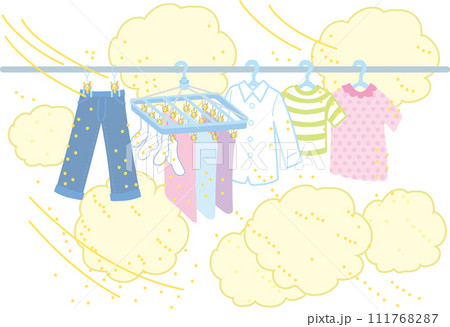 洗濯物に埃がまとわりつくイラストのイラスト素材 [111768287] - PIXTA