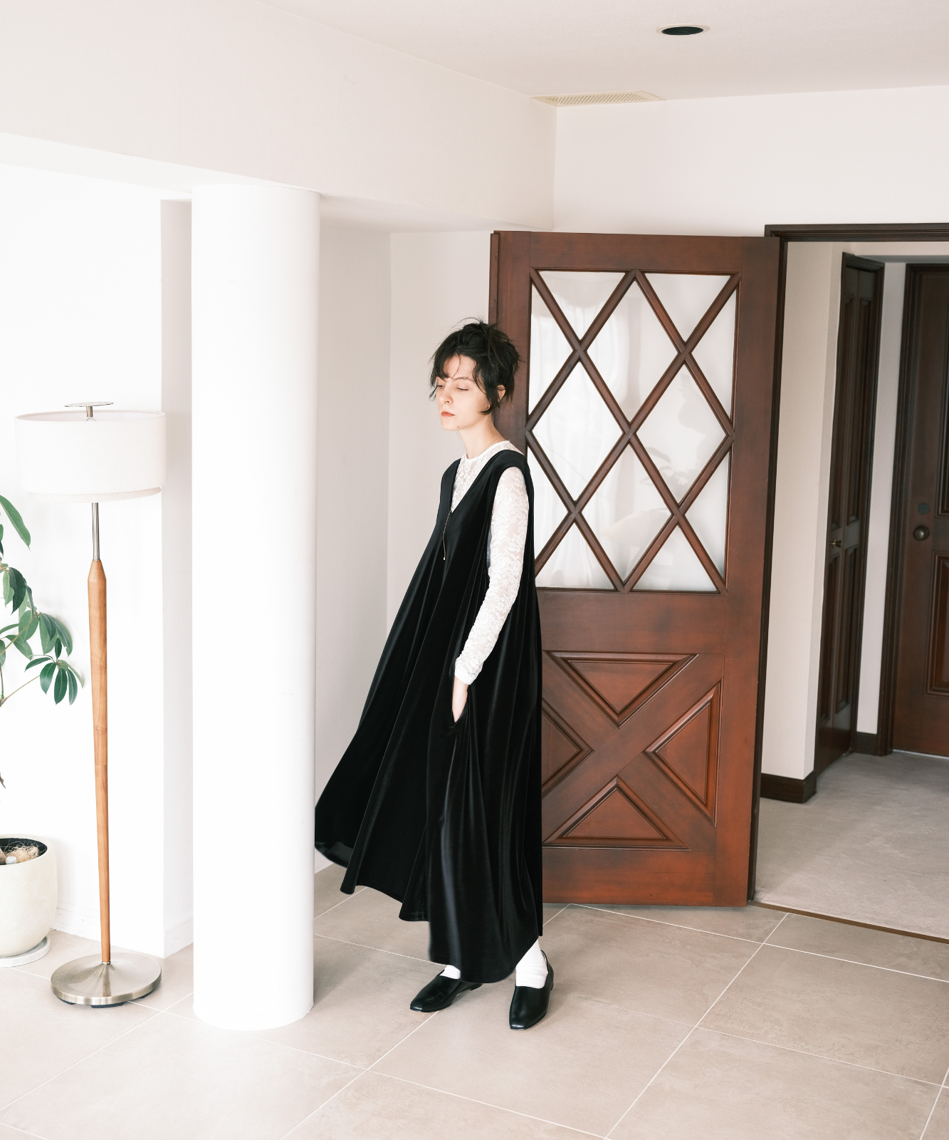 ≪通常販売≫【THE DRESS #16】no-sleeve velour one piece