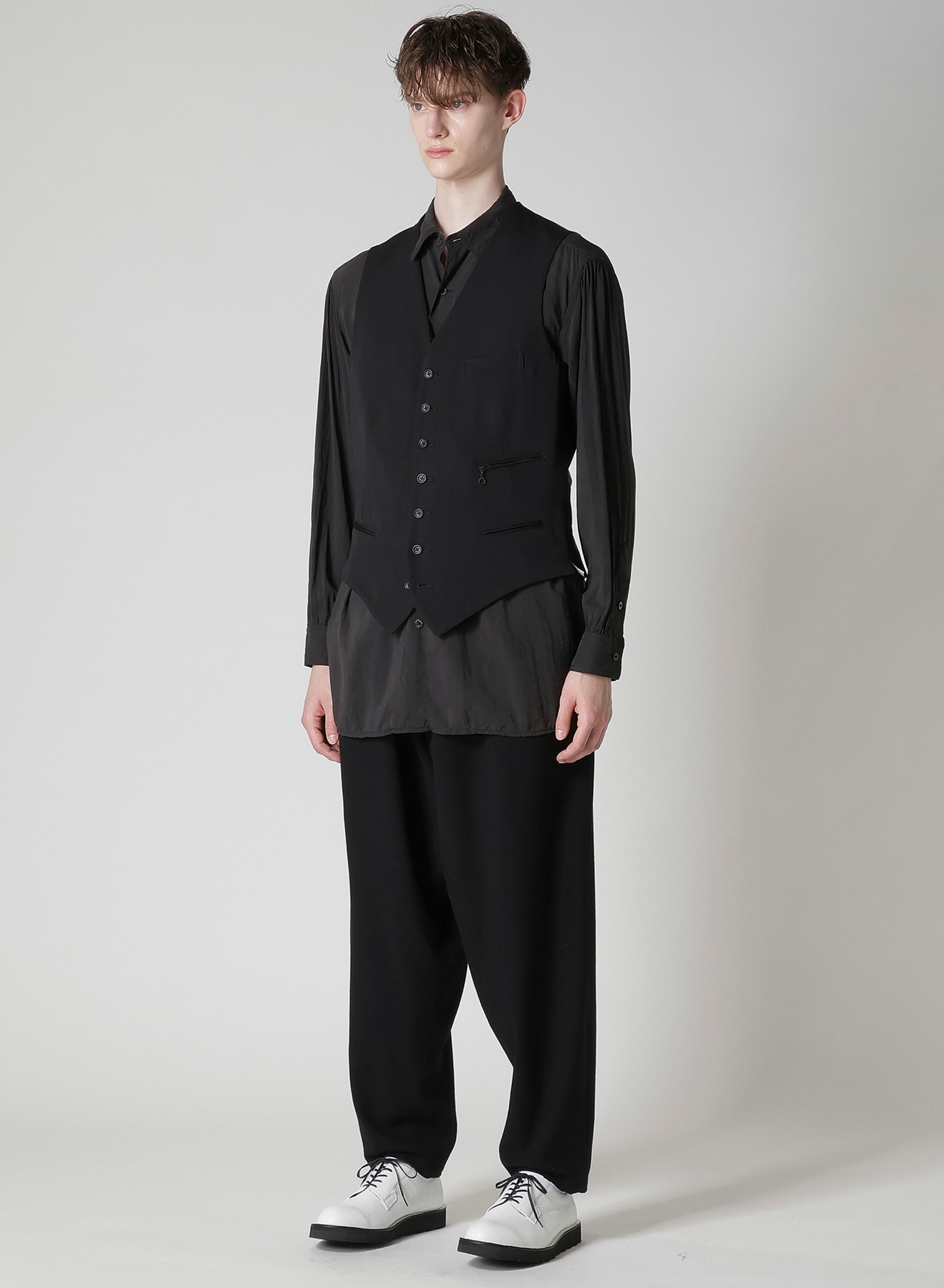 WOOL GABARDINE 7-BUTTON VEST(S Black): Y's for men｜THE SHOP YOHJI