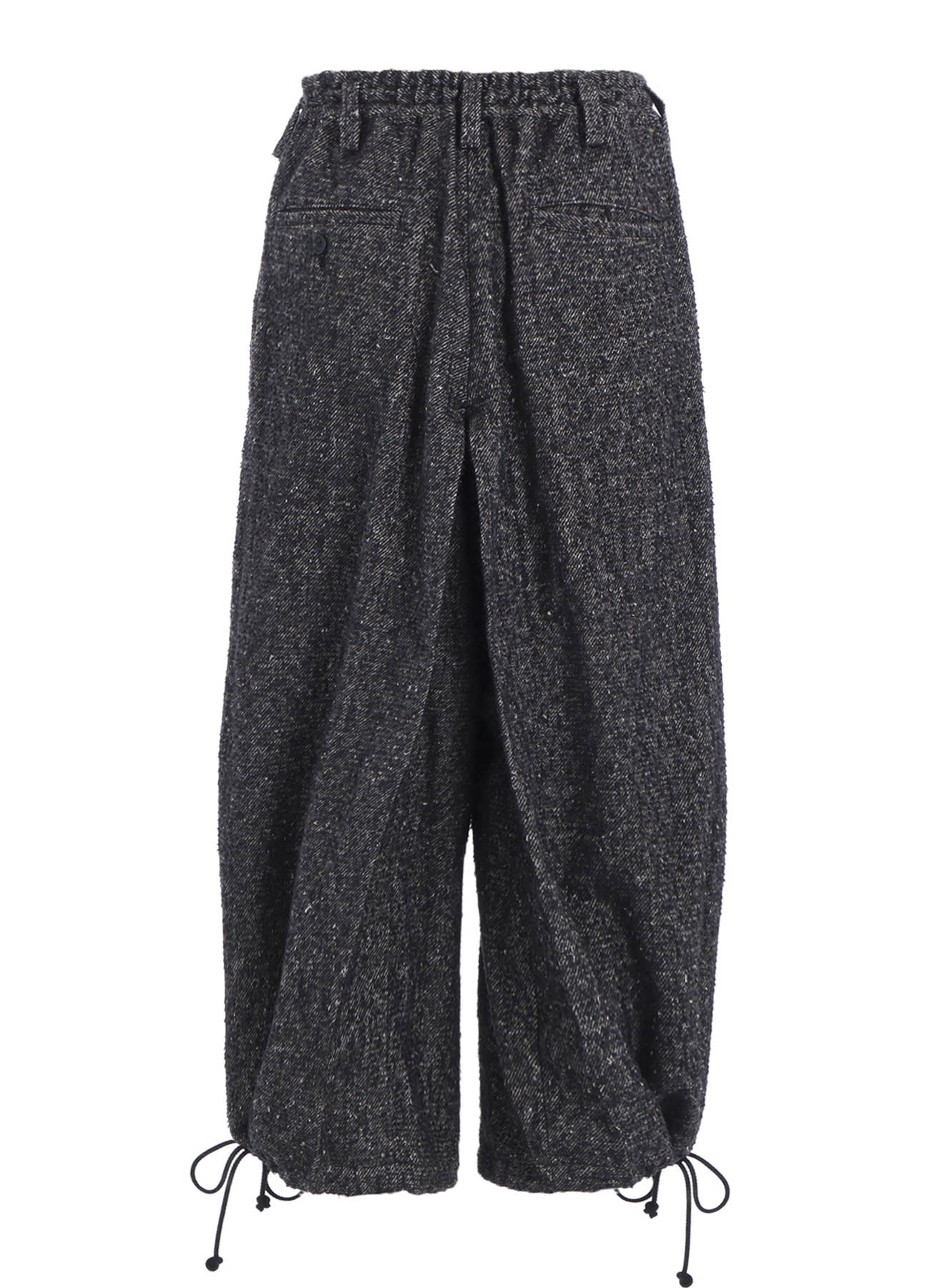 BRUSHED TWILL NEEDLE PUNCH ELASTIC HAKAMA PANTS(S Black): S'YTE