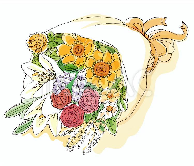ベクターカット】ラフで水彩風の花束イラスト - No: 2505763｜無料