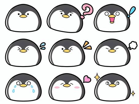 ゆるかわペンギンの表情セットイラスト - No: 23952075｜無料イラスト