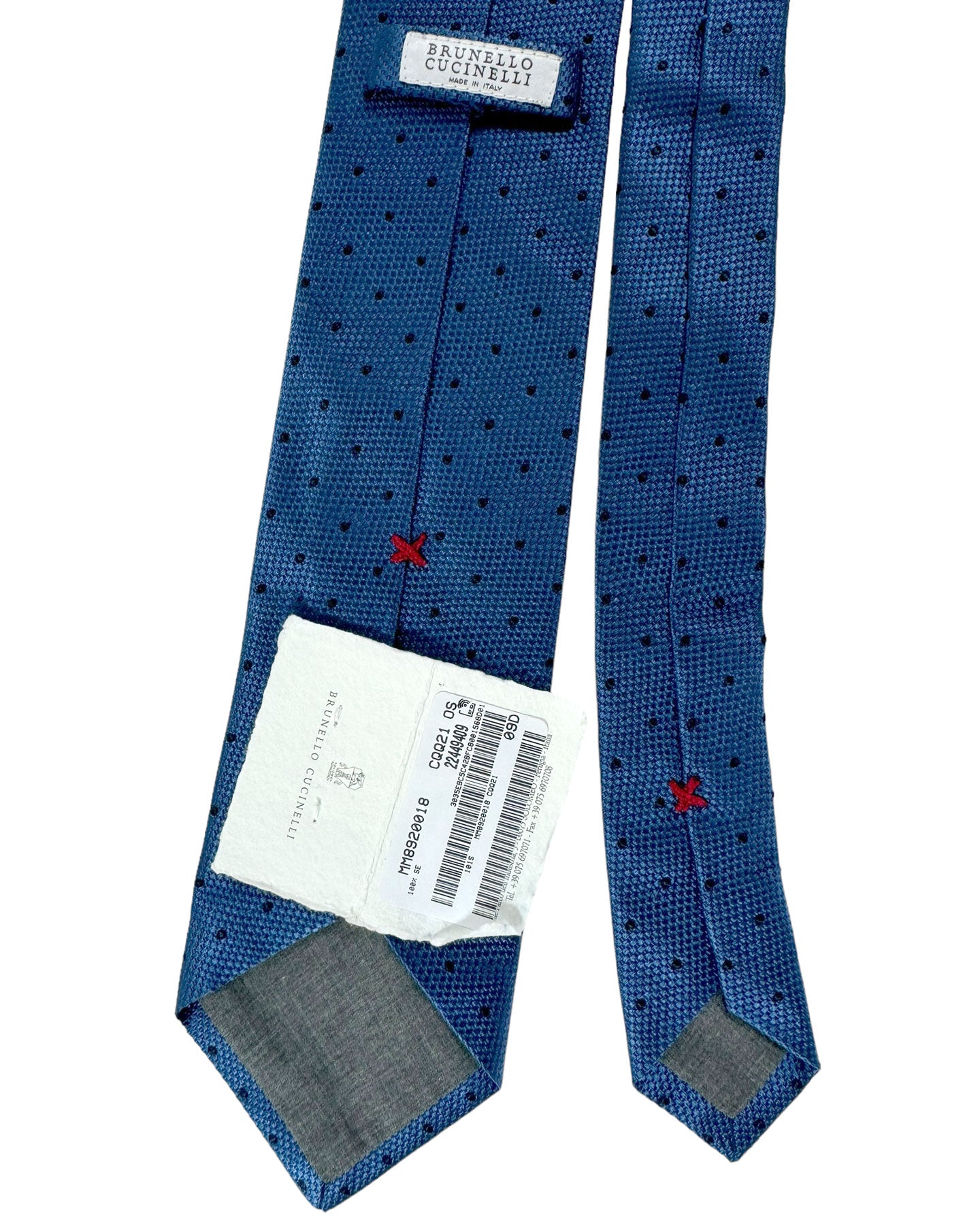 Brunello Cucinelli Silk Necktie Blue Navy Dots - Tie Deals