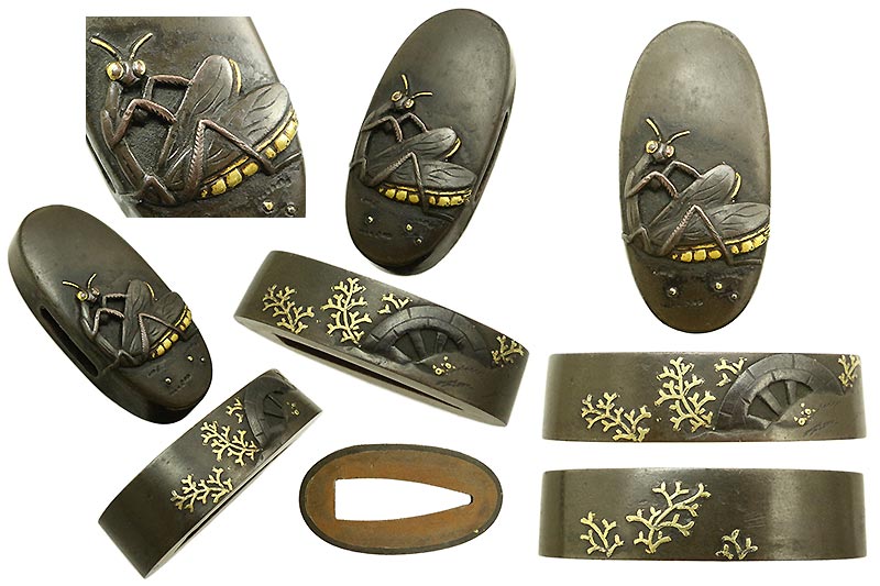 日本刀の縁頭｜朧銀磨地蟷螂の斧図｜日本刀専門店・東京【十拳】