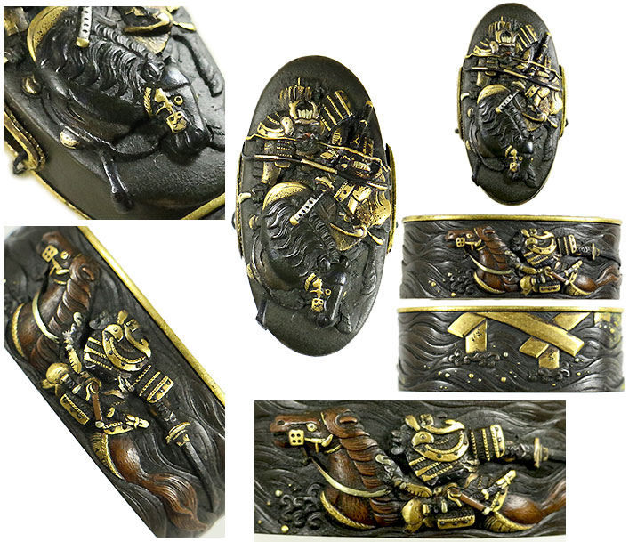 柄前 黄石公張良図 柄巻 日本刀 刀装具 骨董 古美術 江戸時代 時代物