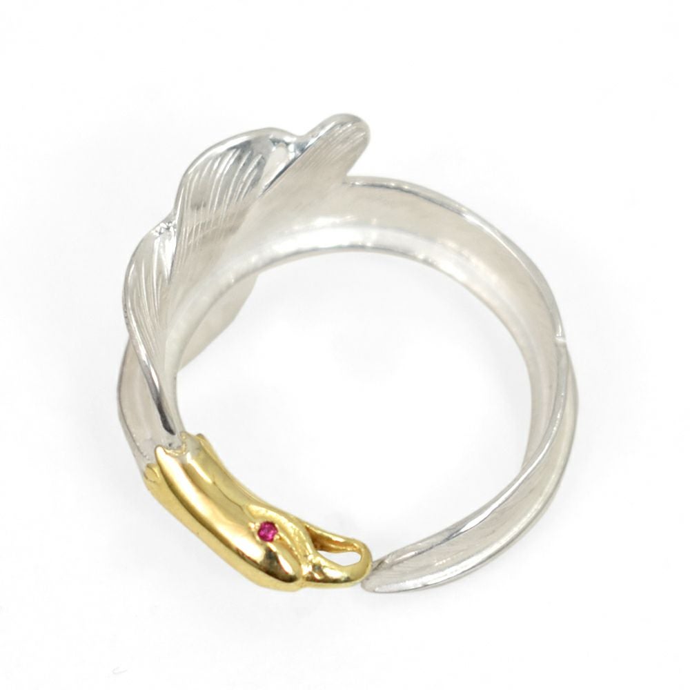ラリースミス (LARRY SMITH) 18K EAGLE HEAD KAZEKIRI RING RUBY