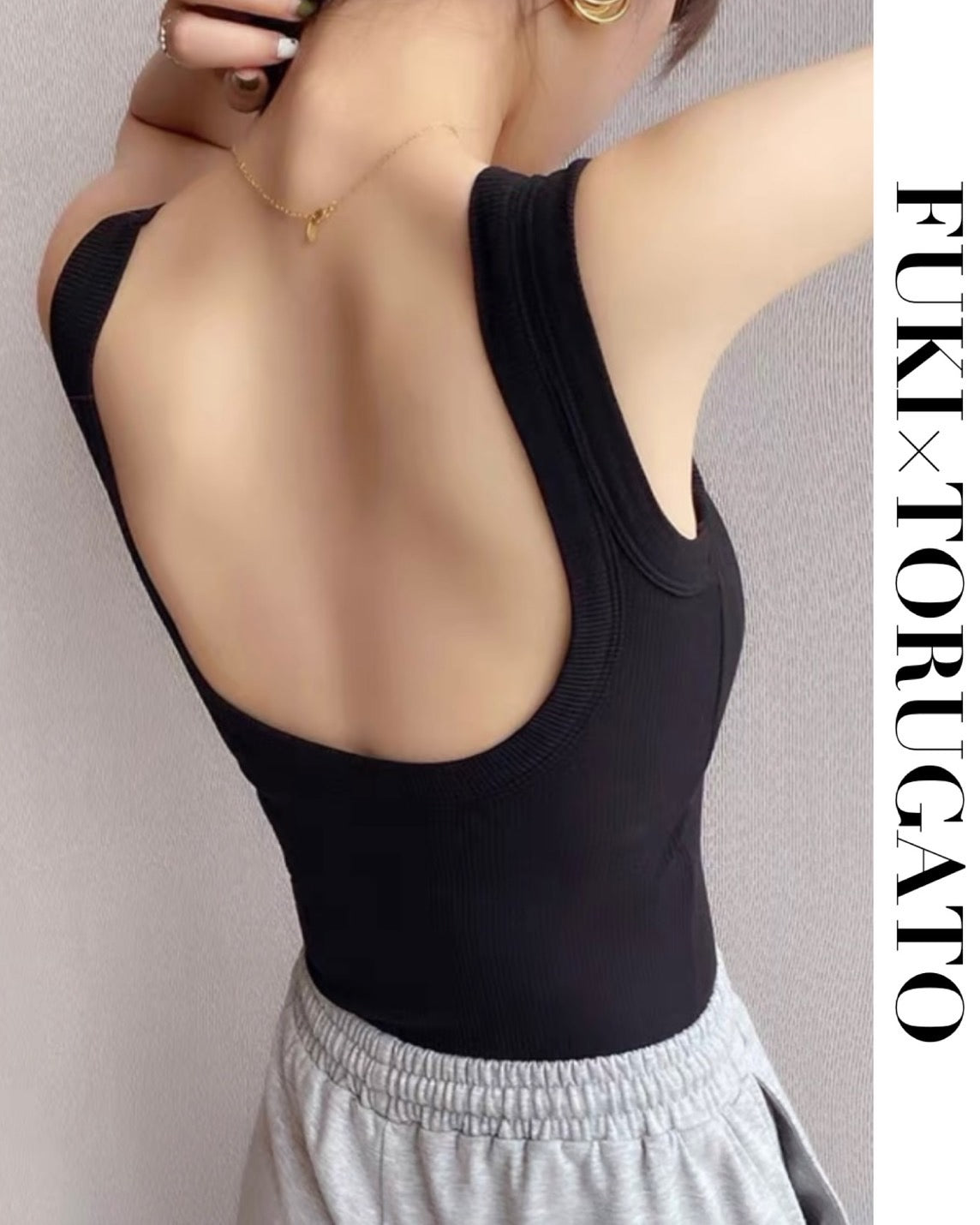 Lホワイト/S,Lブラック即日発送】バックオープンブラタンクトップ