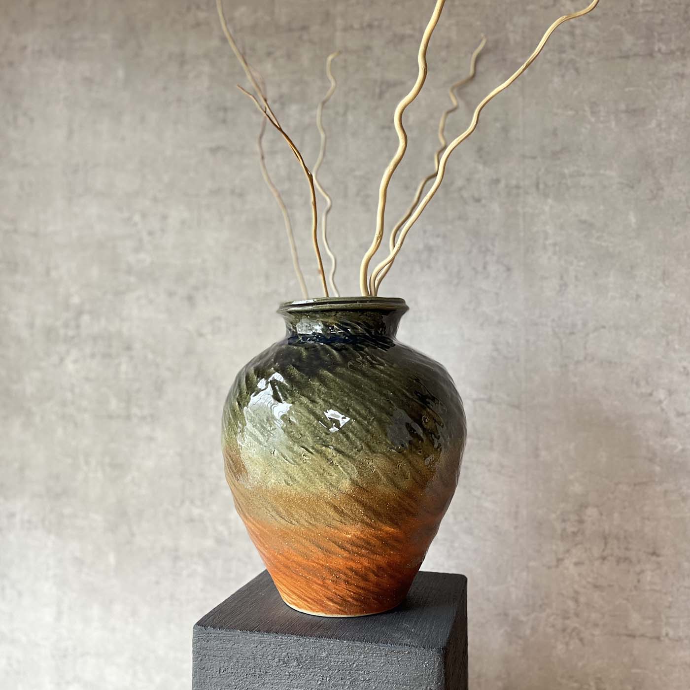 楽天市場】【信楽焼】緋色ビードロひねり壺 フラワーベース 手作り 壺