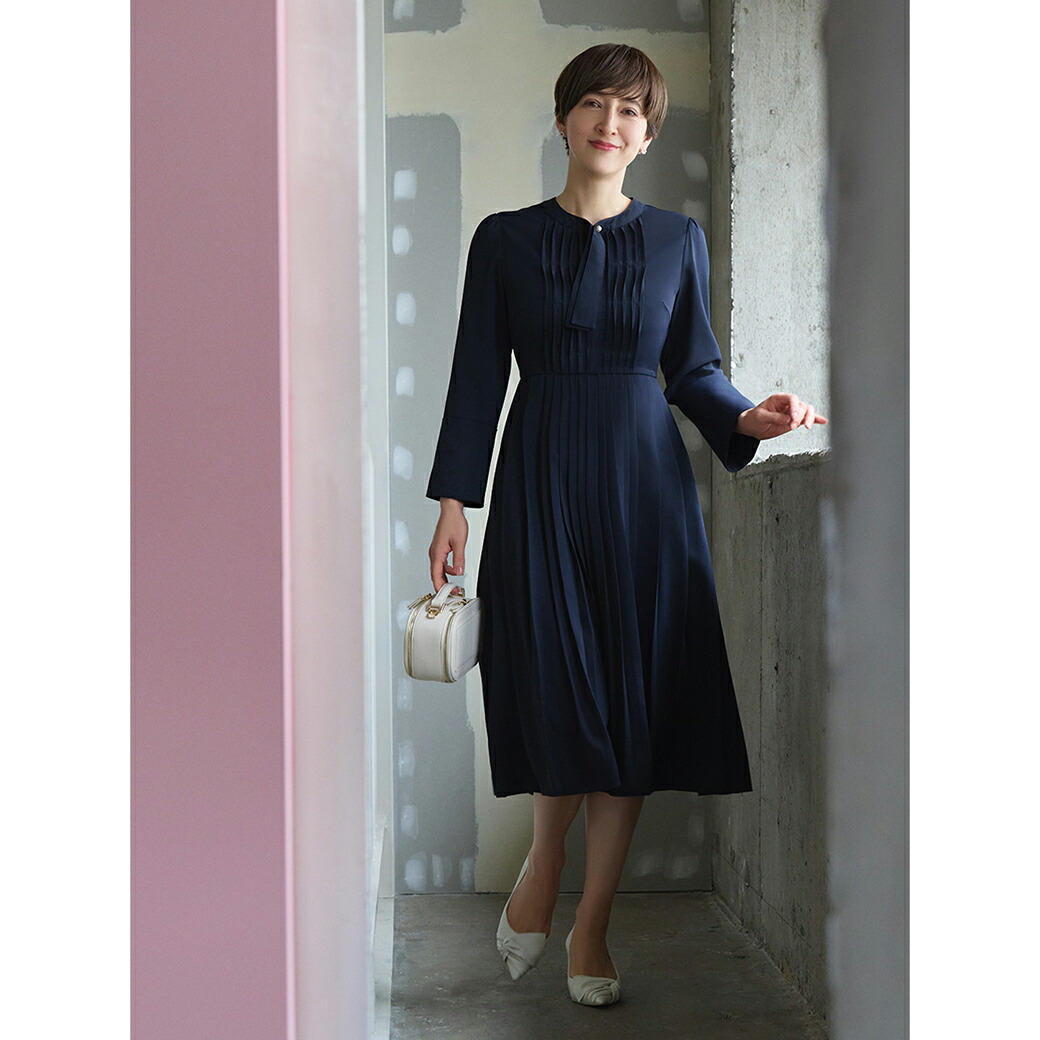 楽天市場】セルフォード CELFORD ボウタイプリーツワンピース for