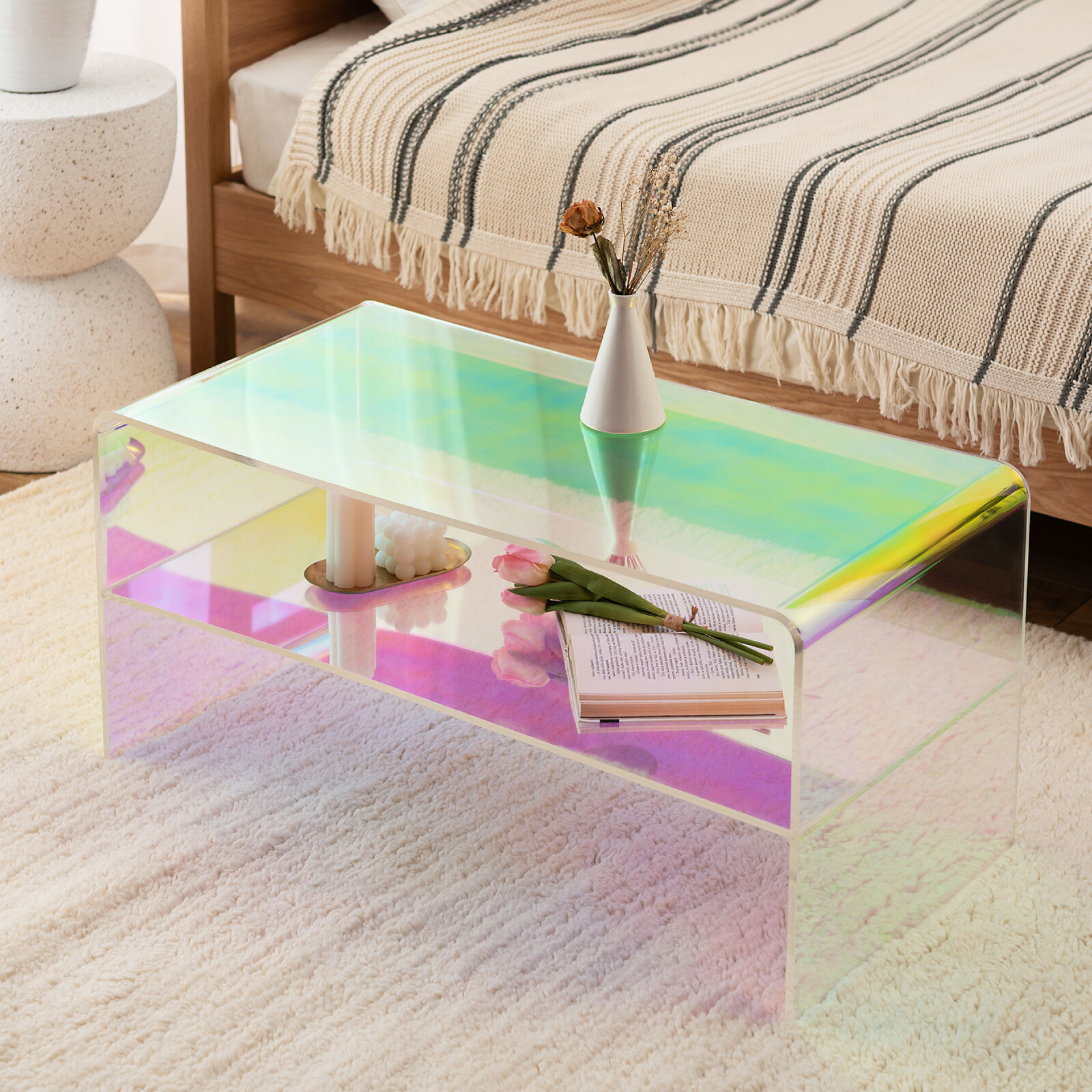 楽天市場】ローテーブル センターテーブル 透明 小さめ 角丸 幅80cm