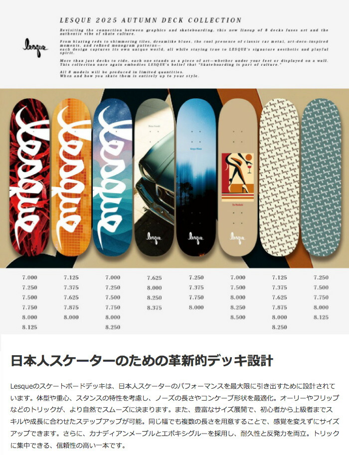 楽天市場】【日祝も発送】スケボー デッキ スケートボード LESQUE