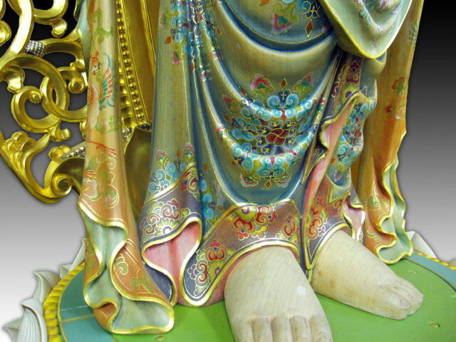 楽天市場】木彫り彫刻 仏像 十一面観音菩薩 立像 （截金彩色 光背金箔