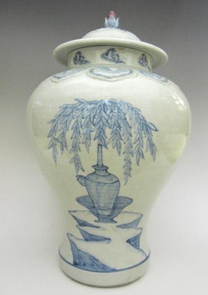 楽天市場】李朝 青花仏文蓋付壺 全高36cm 韓国 朝鮮 陶磁器 希少 地蔵