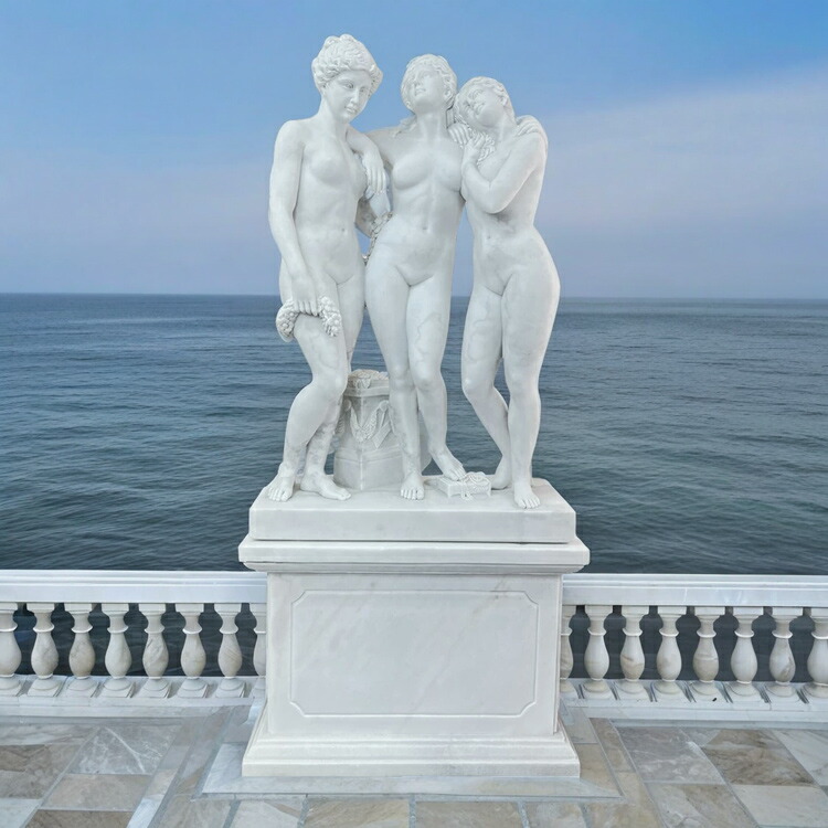 楽天市場】天然大理石彫刻 三美神 高さ183cm 台座付き ギリシャ神話