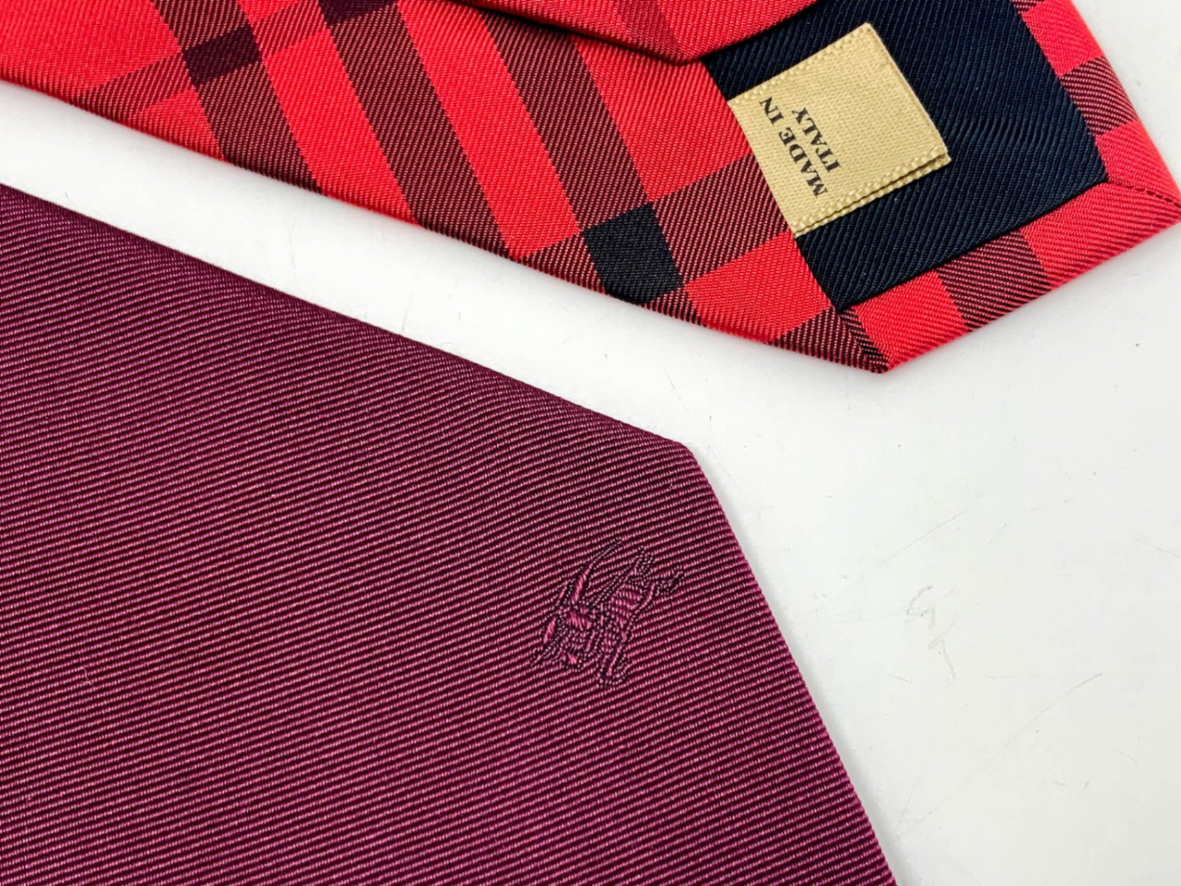 楽天市場】BURBERRY バーバリー エンジ ワインレッド シルク ネクタイ