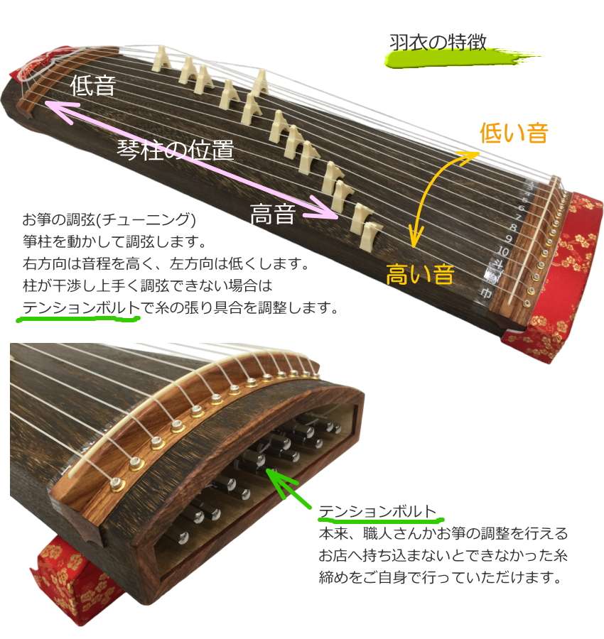 楽天市場】全音 文化箏 羽衣 ZK-30 立て柱ケース付「椅子までついた